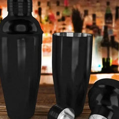 THS BAH1019 Gunmetal Black Powder Coated 3-Pieces Cocktail Shaker, 55cl