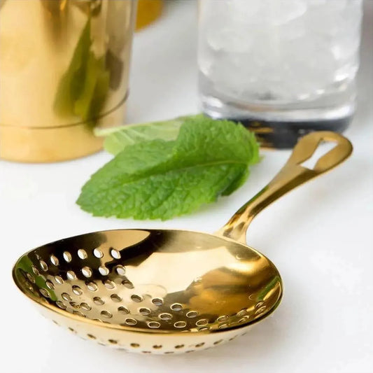 THS BAH1040 Gold Plated Julep Strainer For Cocktail Drinks