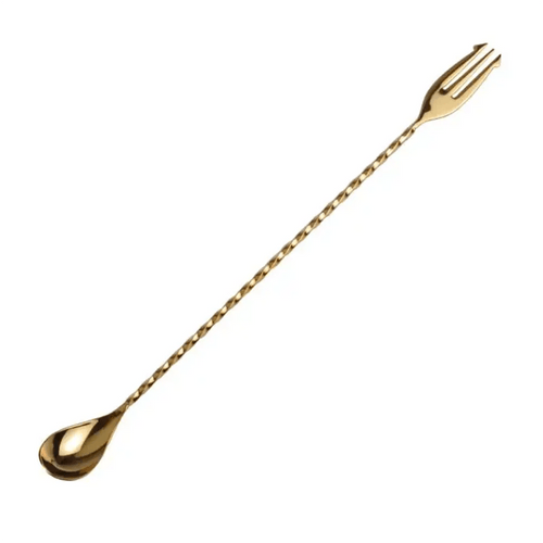 THS BAH1068 Gold Plated Bar Spoon With Trident 16 Inches