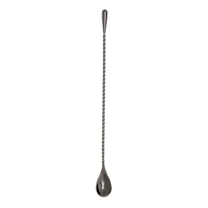 THS BAH1071 Gunmetal Black Plated Teardrop Bar Spoon 11 Inches - HorecaStore