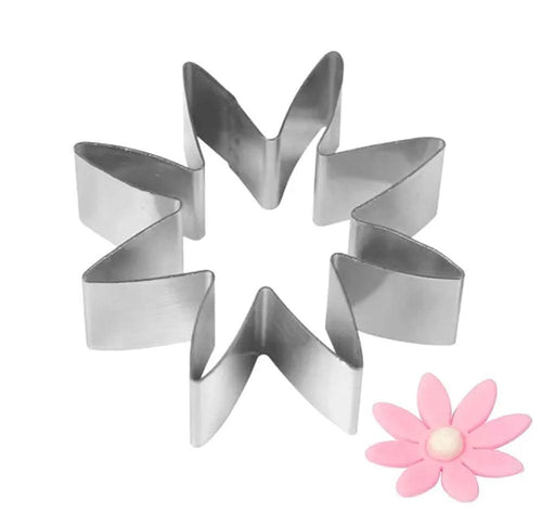 THS Stainless Steel Pastry And Cookie Cutters Daisy 8 Petal Shape Set Of 2Pcs, 2.4CM And 3.8CM