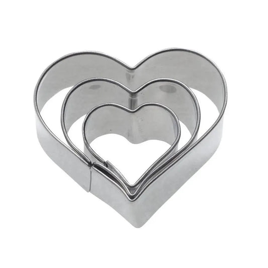 THS Stainless Steel Pastry And Cookie Cutters Plain Heart Shape Set Of 6Pcs, H 4.5CM Assorted Sizes