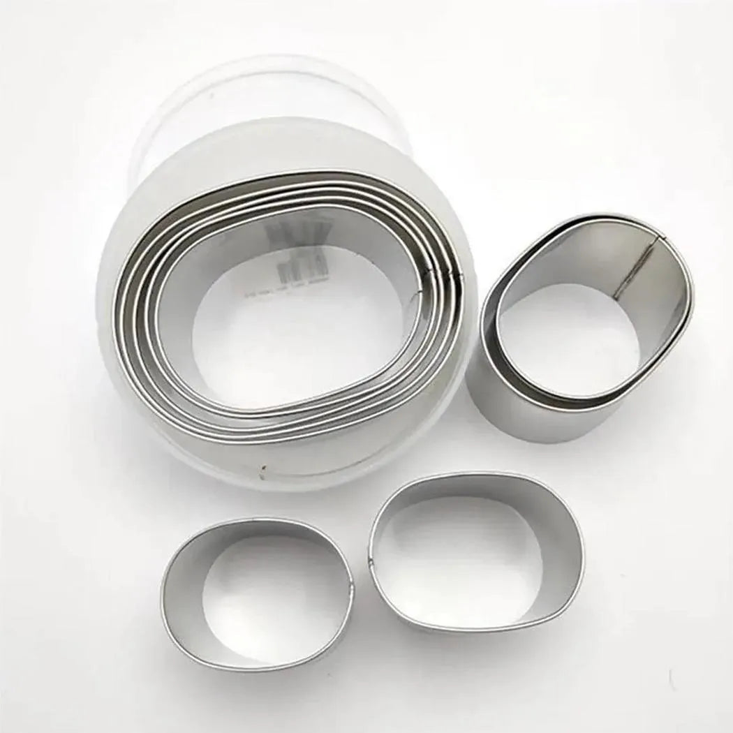 THS Stainless Steel Pastry And Cookie Cutters Plain Oval Shape Set Of 9Pcs, H4.6CM Assorted Sizes