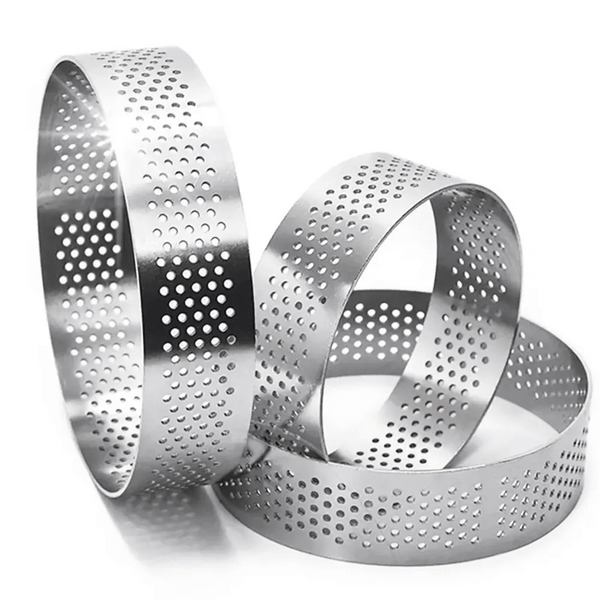 THS Stainless Steel Perforated Tart Round Ring Ø 8CM, H 2CM - HorecaStore