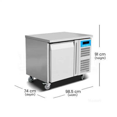 inofrigo gn1100bt counter freezer ventilated cooling system stainless steel self closing door 98 5 x 74 x 91 cm 260 liters