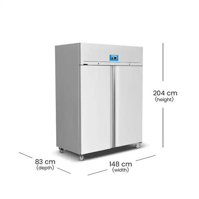 inofrigo gn1410bt stainless steel upright freezer 1285 liters power 1330w 148 x 83 x 204 cm