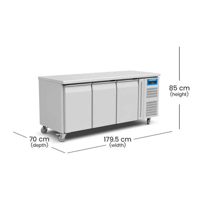 inofrigo gn3100bt stainless steel work top freezer 400 liters 465w 179 5 x 70 x 85 cm