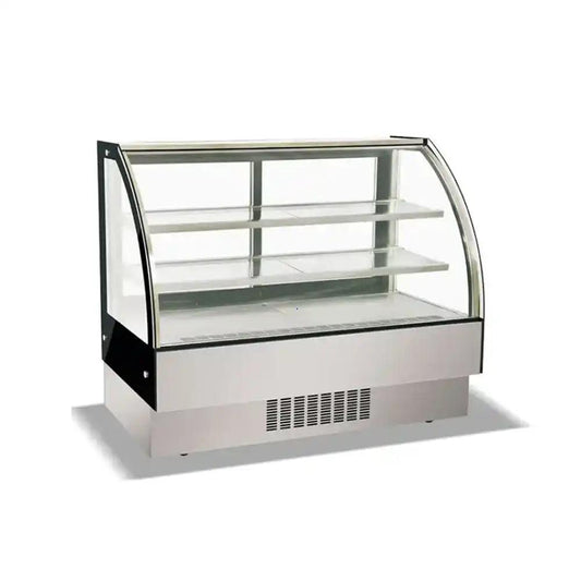 inofrigo yt900ct curved cold cake showcase rear sliding doors stainless steel 90 x 56 x 73 cm 2 shelves