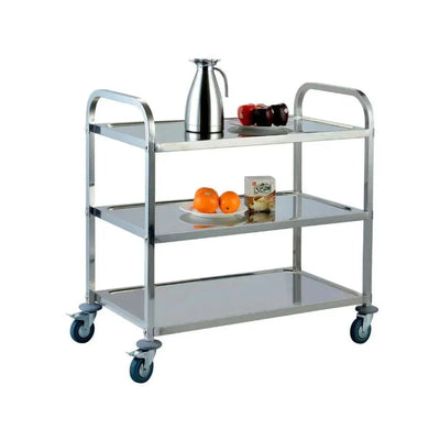 Jiwins Stainless Steel Serving Trolley Square Tube 3-Tier, 150 kg