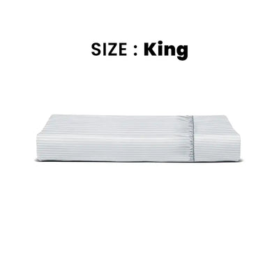 ths zen stripes king fitted cotton bed sheet silver grey