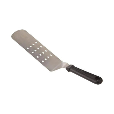 Lacor Spain 60421 Black Nylon Handle, Stainless Steel Perforated Turner 7.5 x 21.5 cm - HorecaStore