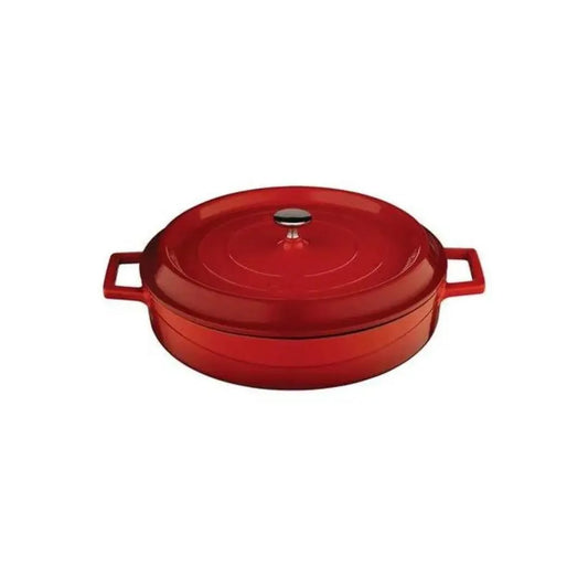 Lava Multipurpose Casserole, Round Ø 24cm,2.47 Litres, Enameled Cast Iron, Self Handled, Color Red