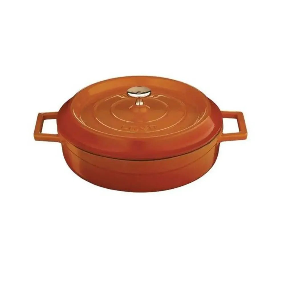 Lava Multipurpose Casserole, Round Ø 28  cm, 3.51 Litres, Enameled Cast Iron, Self Hanangeleange, Color Orange