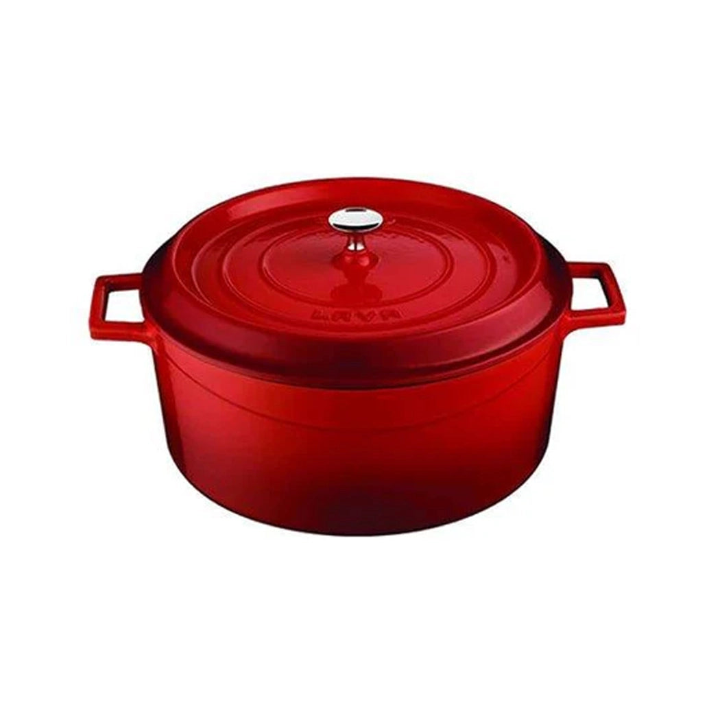 Lava Round Casserole Ø28 cm, 6.7 Litres,  Enameled Cast Iron, Color Red