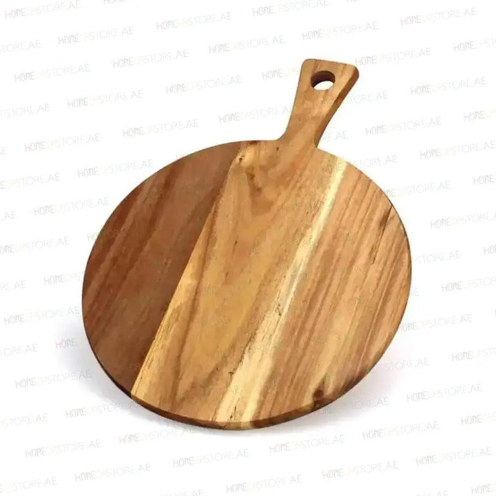 Lava Wood Round Serving And Chopping Board with Handle Ø 30 x L 43 cm - HorecaStore