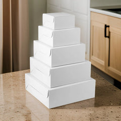 Hotpack White Cake Paper Box, 25 x 25 x 12 cm, 100 PCs