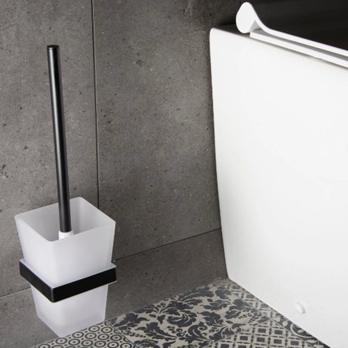 Bagnodesign Matt Black Zephyr Toilet Brush Holder, 9.4x11.8x36 cm