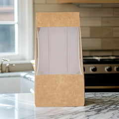 Hotpack Kraft Sandwich Wedge Box with Window, Single, 13 x 6 x 18 cm, 250 PCs