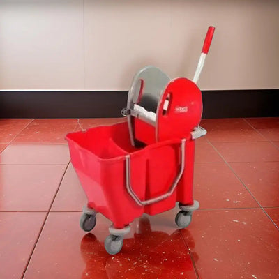 THS RSMV30 Red Double Mop Bucket Trolley 18L + 12L