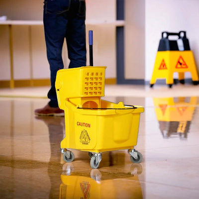 THS AF08070 Yellow Single Mop Bucket Trolley 36L