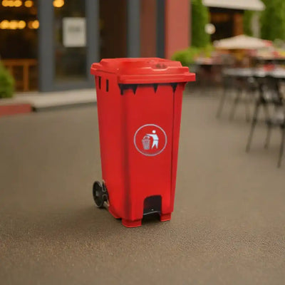 THS CNC240 Red Plastic Garbage Bin With Wheel And Centre Pedal 240 L