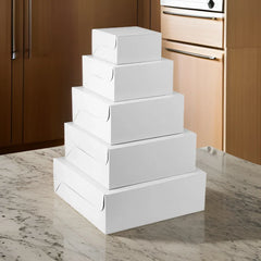 Hotpack White Cake Paper Box, 15 x 15 x 8 cm, 100 PCs