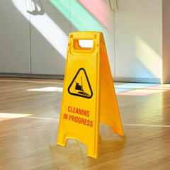 THS Double Sided Caution Wet Floor And Cleaning In Progress Sign Board