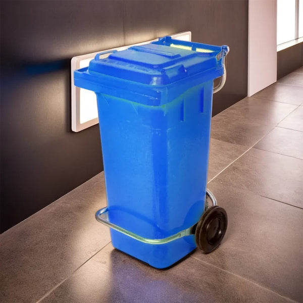 THS RSBIN122 Blue Plastic Garbage Bin With Wheel And Centre Pedal 120L