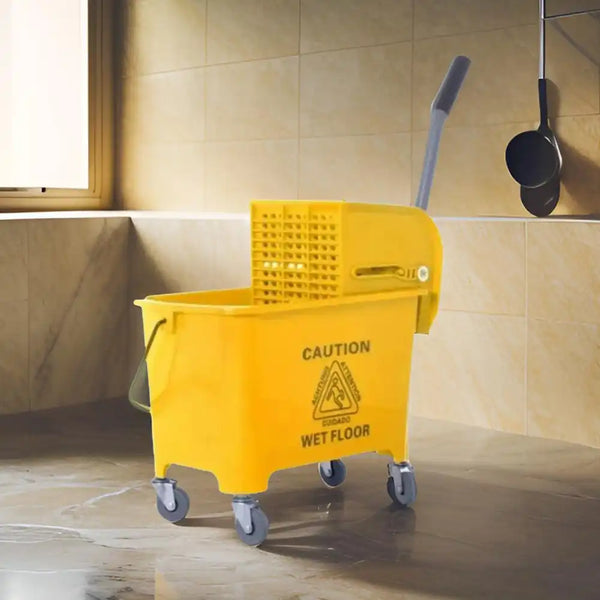 THS RSTRIS53 Yellow Double Mop Bucket Trolley 50L