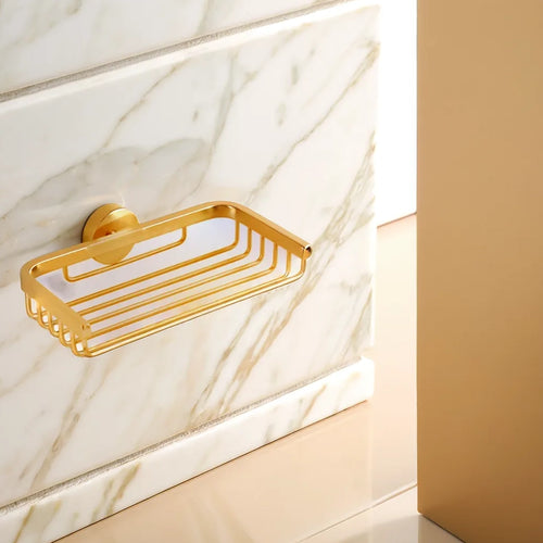 Bagnodesign Pvd Gold Options Round Wall Mounted Soap Basket, 17x10.7x3.4 cm