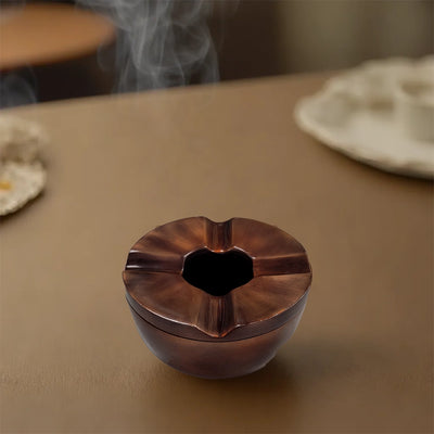 THS Aluminium Round Ashtray with Copper Antique Finish - Single Hole