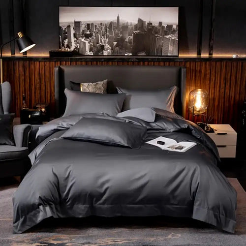 THS Giza Cotton King Flat Bed Sheet Charcoal Grey