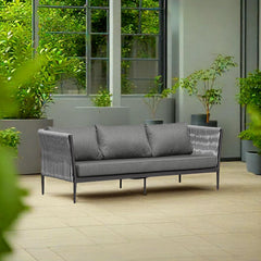 Gymkhana Ithaca Outdoor 3 Seater Sofa, Charcoal/Silver/Charcoal, 224x86x72.5 cm