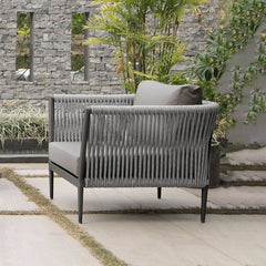 Gymkhana Ithaca Outdoor Armchair With Seat & Back Cushion Removable Lining, Silver/Charcoal, 86x86x72.5 cm