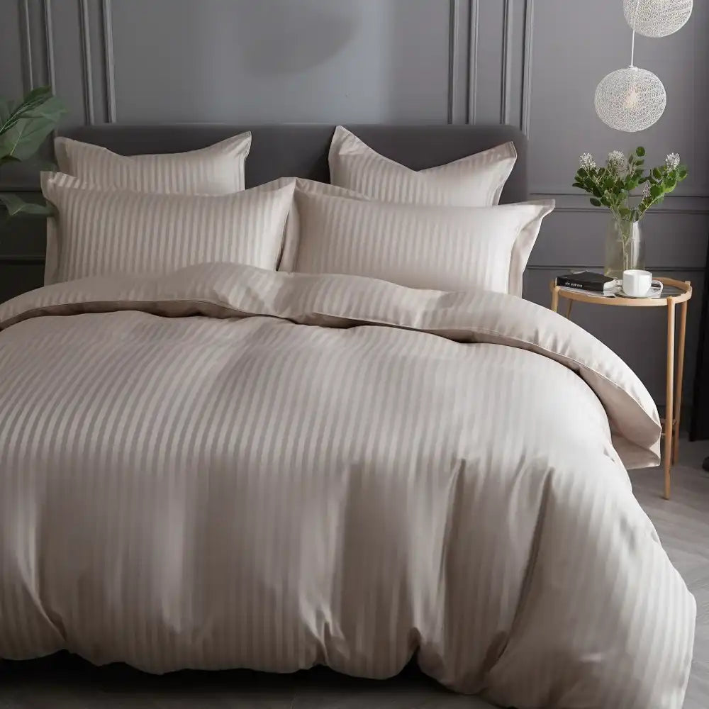 ths zen stripes king cotton flat bed sheet pearl