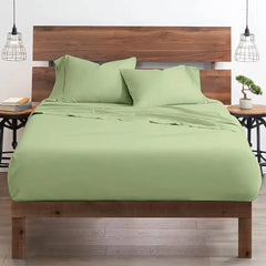 THS Giza Cotton Super King Flat Bed Sheet Slit Green