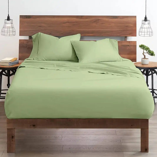 ths giza cotton super king flat bed sheet slit green