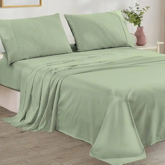 ths giza cotton super king flat bed sheet sage green