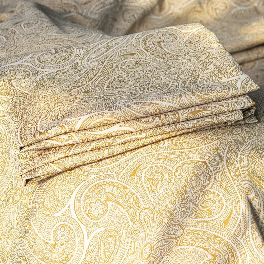 ths elysian paisley single jacquard cotton flat bed sheet ivory