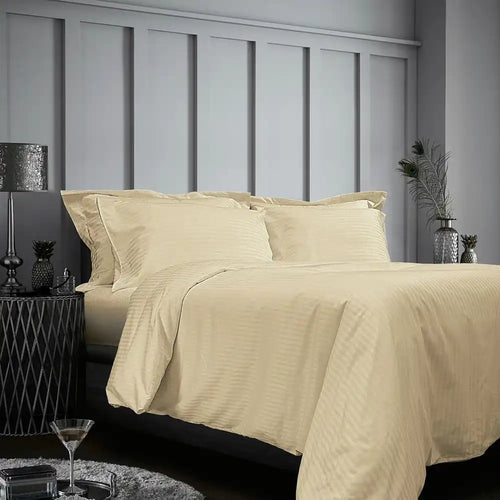 THS Zen Stripes Single Cotton Flat Bed Sheet Beige