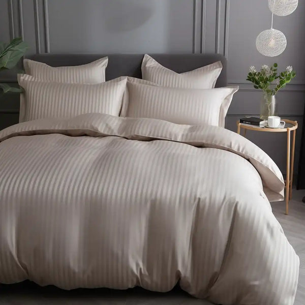 ths zen stripes super king cotton flat bed sheet pearl