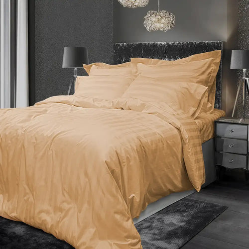 THS Eternal Stripes Double Cotton Flat Bed Sheet Gold