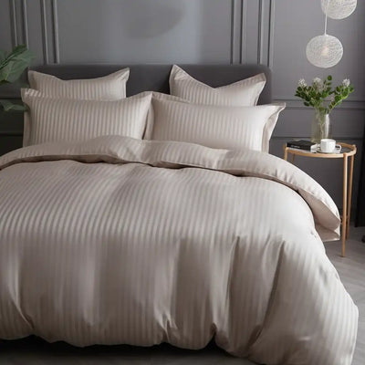 ths zen stripes double cotton flat bed sheet pearl