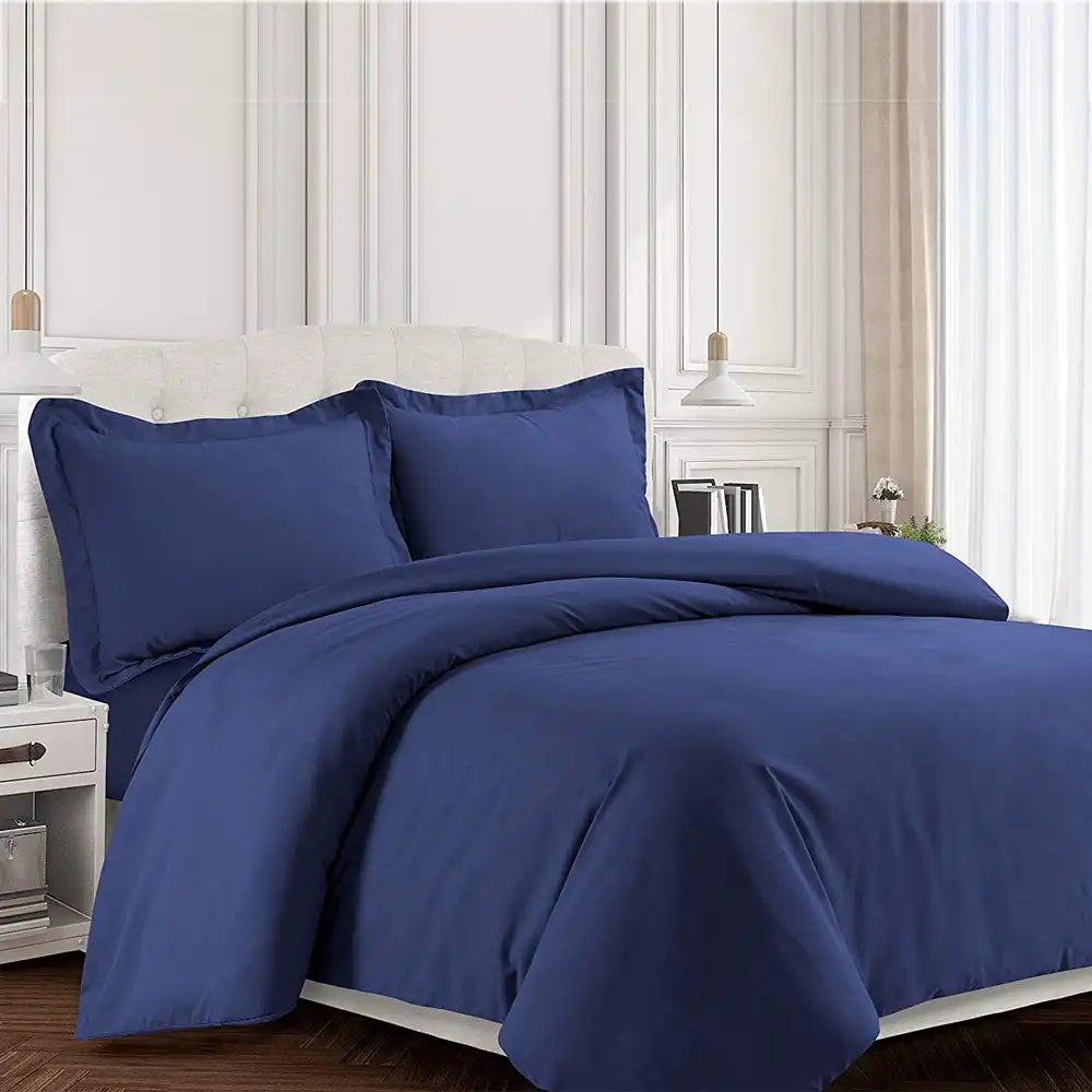 ths giza cotton double queen duvet cover indigo blue