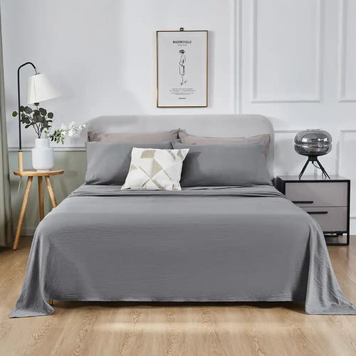 THS Giza Cotton Single Flat Bed Sheet Silver Grey