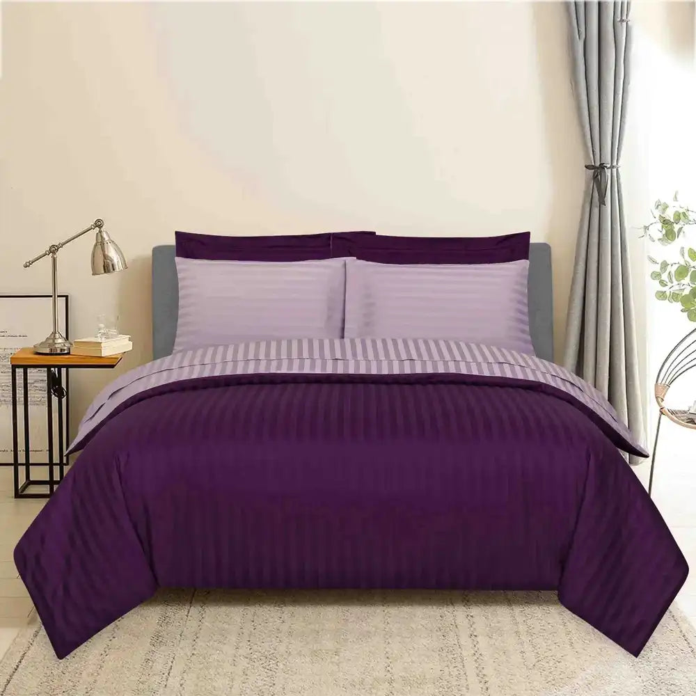 ths eternal stripes single cotton duvet cover purple