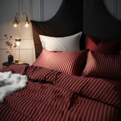 THS Zen Stripes Queen Duvet Cover Burgundy