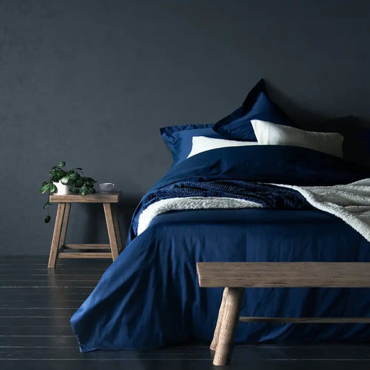 ths giza cotton single flat bed sheet indigo blue