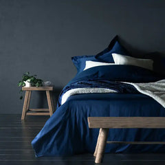 THS Giza Cotton Single XL Fitted Bed Sheet Indigo Blue