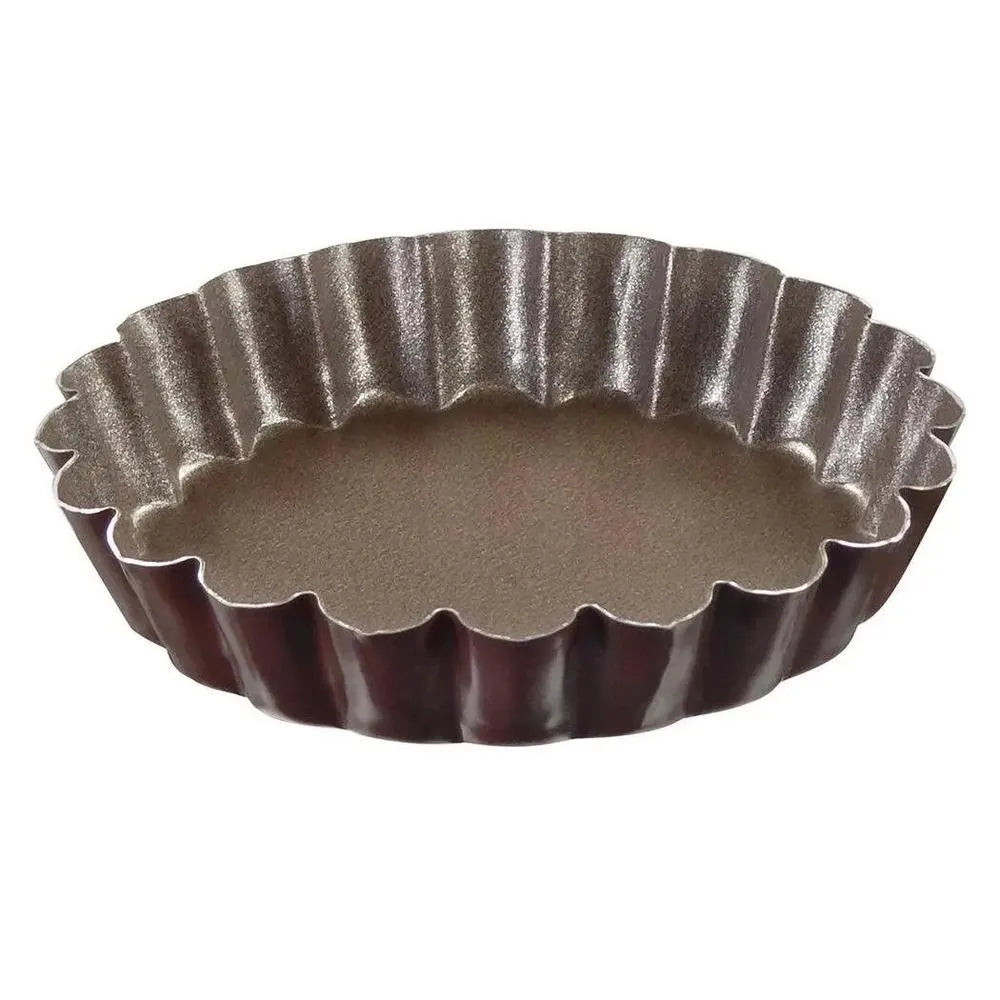 Louis Tellier Non-Stick Round Fluted Tartlet Mould Fixed Bottom Ø 8CM , H 1.2CM